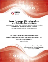 Varys: Protecting SGX Enclaves from Practical Side-Channel Attacks