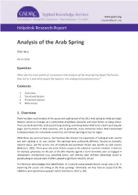 Analysis of the Arab Spring