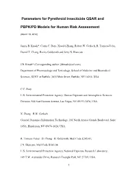 Parameters for Pyrethroid Insecticide QSAR and PBPK/PD Models for Human Risk Assessment