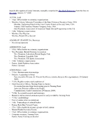 Search-Able Register of Lords' Interests, Manually Compiled for Buy Back Democracy from the Lists on This Page, January 31St 2009