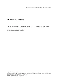 Truth As Signifier and Signified in „A Touch of the Poet“