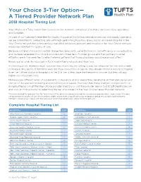 Your Choice 3-Tier Option— a Tiered Provider Network Plan 2018 Hospital Tiering List