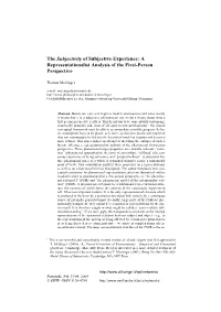 A Representationalist Analysis of the First-Person Perspective1