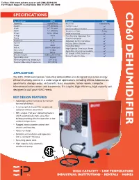 Cd60 Dehumidifier Specifications