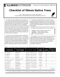 Checklist of Illinois Native Trees