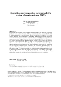 Coopetition and Cooperative Purchasing in the Context of Service-Oriented SME´S