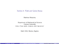 Field and Galois Theory