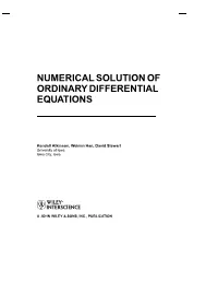 Numerical Solution of Ordinary Differential Equations