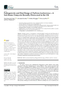 Pathogenicity and Host Range of Pythium Kashmirense—A Soil-Borne Oomycete Recently Discovered in the UK