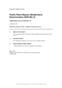 Public Place Names (Strathnairn) Determination 2020 (No 2)