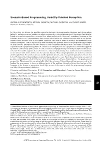 21 Scenario-Based Programming, Usability-Oriented Perception