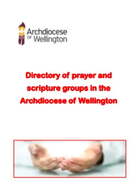 Directory of Prayer and Scripture Groups in the Archdiocese of Wellington