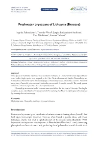 Freshwater Bryozoans of Lithuania (Bryozoa) 53 Doi: 10.3897/Zookeys.774.21769 RESEARCH ARTICLE Launched to Accelerate Biodiversity Research