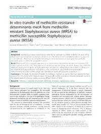 MRSA) to Methicillin Susceptible Staphylococcus Aureus (MSSA