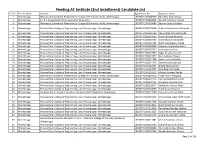 Pending at Institute (2Nd Installment) Candidate List Sr