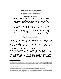 What's an Agent, Anyway? a Sociological Case Study Leonard N