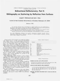 Bidirectional Reflectometry. Part II. Bibliography on Scattering by Reflection from Surfaces