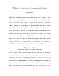 Hobbesian Contractarianism, Orthodox and Revisionist