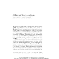 Making Art / Discovering Science Steven Shapin, Harvard University