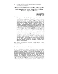 Mercury Concentration and Its Effect on the Aquatic Environment of the Lower Watut River