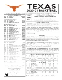 Texas Notes (NCAA First Round).Indd