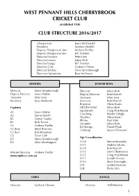 WEST PENNANT HILLS CHERRYBROOK CRICKET CLUB Established 1930