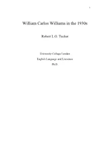 William Carlos Williams in the 1930S