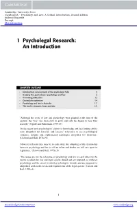 1 Psycholegal Research: an Introduction