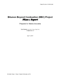 Bitumen Beyond Combustion (BBC) Project Phase 1 Report