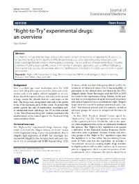 Experimental Drugs: an Overview Vijay Mahant*