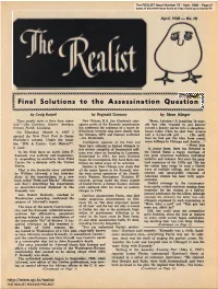 Final Solutions to the Assassination Question