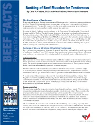 Ranking of Beef Muscles for Tenderness by Chris R