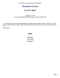 The Hymn of Jesus by G.R.S