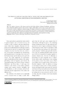 The Preface As Stage: the Theatrical Trope and the Performance of Authorial Identities in the Nineteenth Century