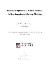 Biomimetic Synthesis of Natural Products Via Reactions of Ortho-Quinone Methides