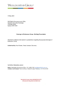 Demerger of Endeavour Group - Briefing Presentation