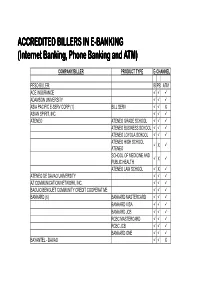 Internet Banking, Phone Banking and ATM)