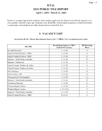 Ktal Eeo Public File Report I. Vacancy
