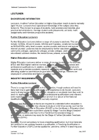 Lecturer (Tertiary Colege and University)