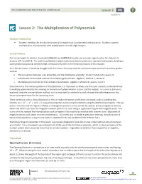 Lesson 2: the Multiplication of Polynomials