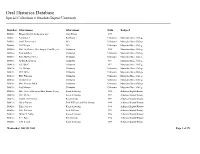 Oral Histories Database Special Collections • Ouachita Baptist University ______