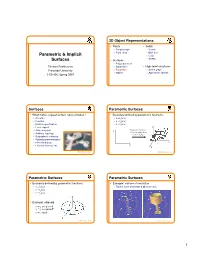 Parametric & Implicit Surfaces