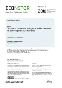 The Role of Competitive Intelligence and Its Sub-Types on Achieving Market Performance