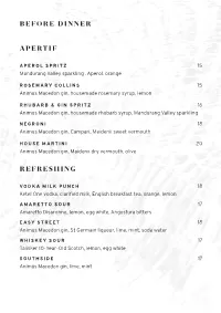 Before Dinner Apertif Refreshing