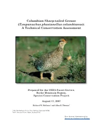 Columbian Sharp-Tailed Grouse (Tympanuchus Phasianellus Columbianus): a Technical Conservation Assessment