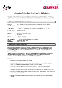 Information for the Safe Handling of Ni-Cd Batteries
