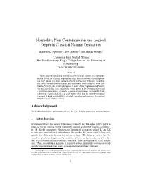 Normality, Non-Contamination and Logical Depth in Classical Natural Deduction