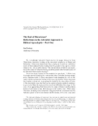 The End of Historicism? Reflections on the Adventist Approach to Biblical Apocalyptic—Part One