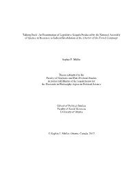 An Examination of Legislative Sequels Produced by the National Assembly of Quebec in Response to Judicial Invalidation of the Charter of the French Language