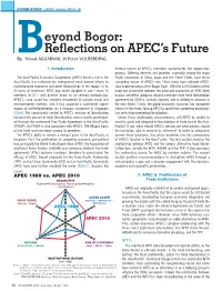 Beyond Bogor: Reflections on APEC's Future